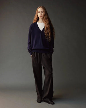 Cashmere Blend V Neck Knit, Navy