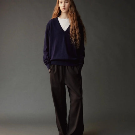 Cashmere Blend V Neck Knit, Navy