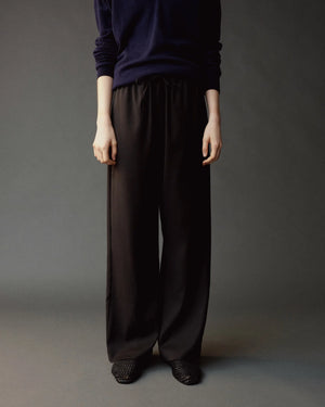 Wool Blend Drawstring Pant, Black