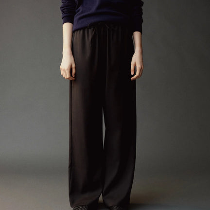 Wool Blend Drawstring Pant, Black