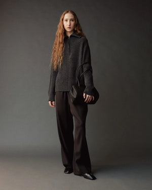 Wool Blend Drawstring Pant, Black