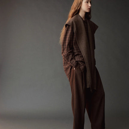 Wool Blend Knit Shawl, Light Brown O/S