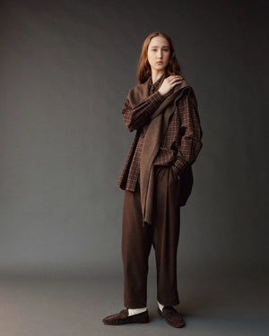 Wool Blend Knit Shawl, Light Brown O/S
