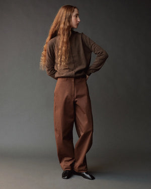 Cotton Barrel Leg Pants, Brown