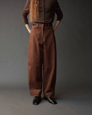 Cotton Barrel Leg Pants, Brown