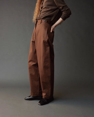 Cotton Barrel Leg Pants, Brown