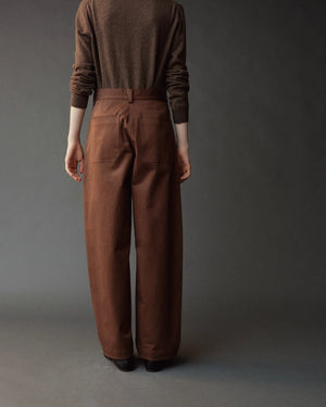 Cotton Barrel Leg Pants, Brown