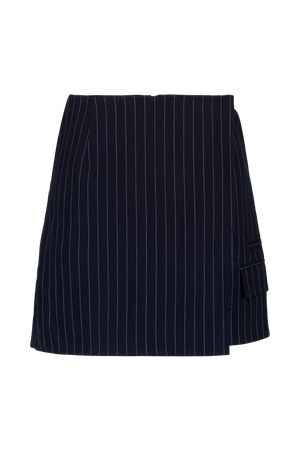 SKIRT.03.D6.24, Navy Pin Stripe Twill