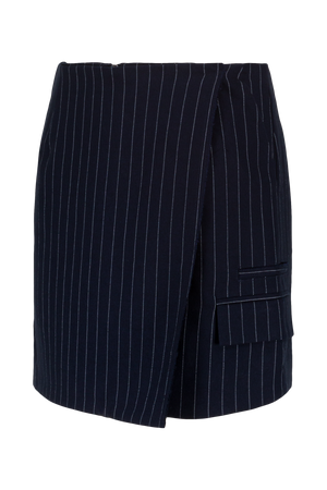 SKIRT.03.D6.24, Navy Pin Stripe Twill