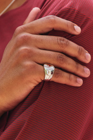 Sello Norte, Sterling Silver, Red Onyx and Garnet