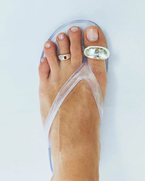 Buzo Toe Ring, Silver/Red