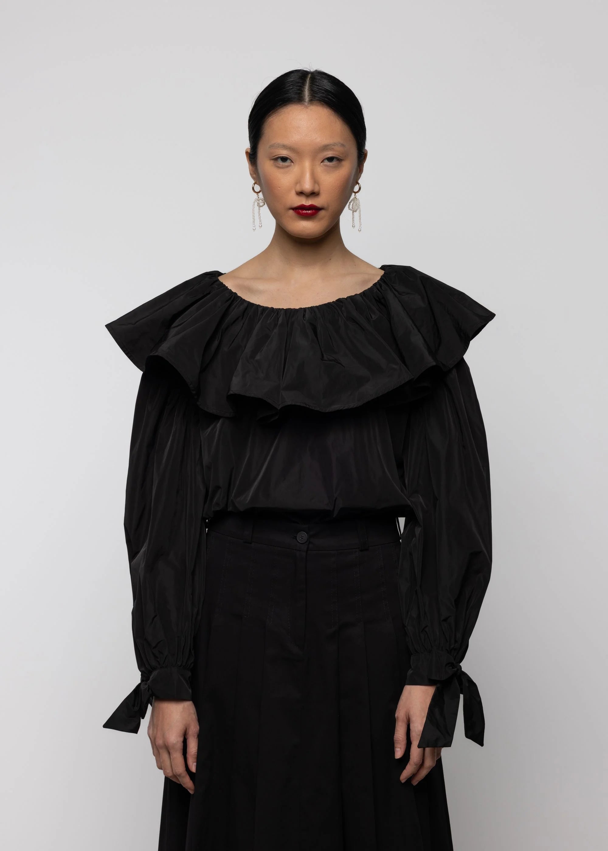 Ruffle Top Taffeta, Black