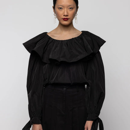 Ruffle Top Taffeta, Black