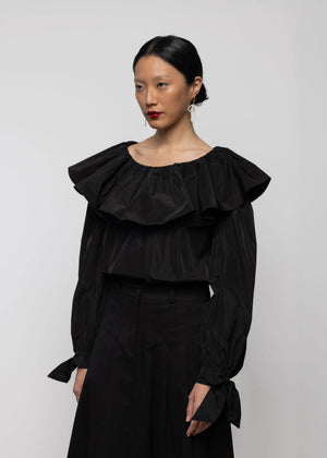 Ruffle Top Taffeta, Black