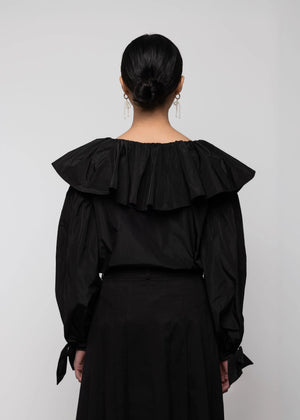 Ruffle Top Taffeta, Black