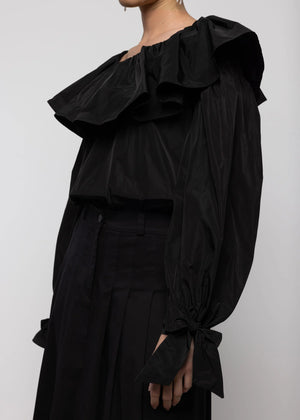 Ruffle Top Taffeta, Black