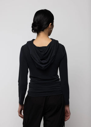Twist Detail Hooded Top, Black