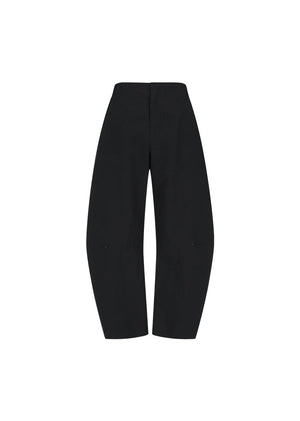 Curved Zip Banding Pants, Black