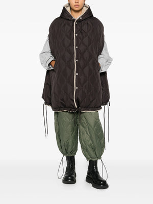 Military Down Cape,  Dark Chocolate/Beige OSFM