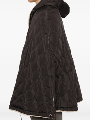 Military Down Cape,  Dark Chocolate/Beige OSFM