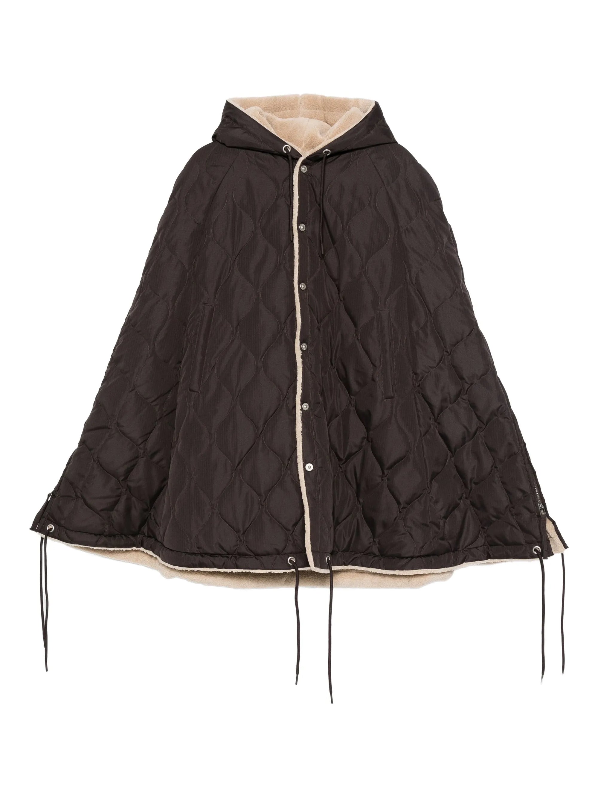 Military Down Cape,  Dark Chocolate/Beige OSFM