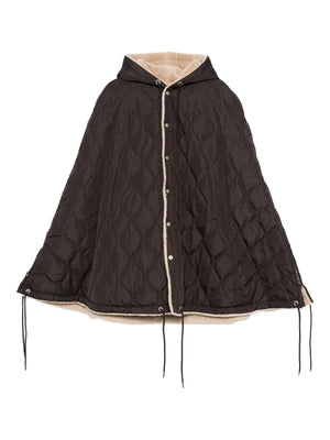 Military Down Cape,  Dark Chocolate/Beige OSFM