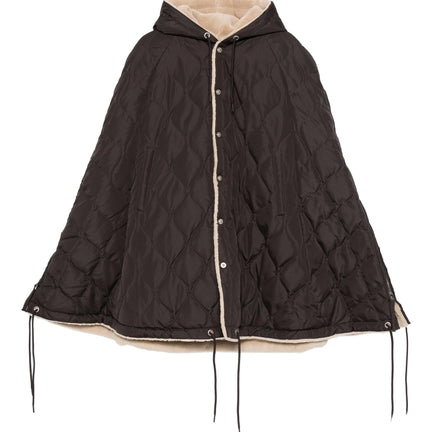 Military Down Cape,  Dark Chocolate/Beige OSFM