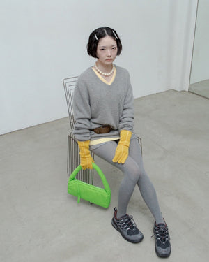 Short Stitch Gloves, Yellow