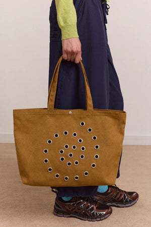Rainey Swirl Eyelet Tote Bag, Toffee