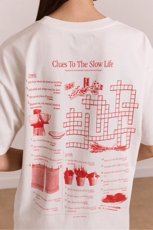 Slow Life Crossword Graphic Tee, Ecru