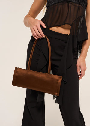 Rectangulo Pockets Satin Bag, Brown