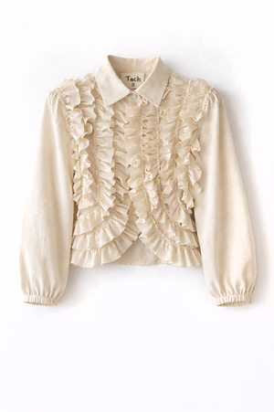 Martineta Ruffle Blouse, Cream
