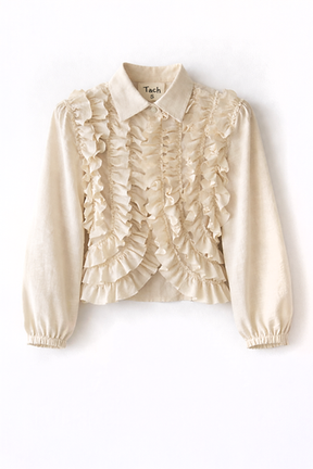 Martineta Ruffle Blouse, Cream