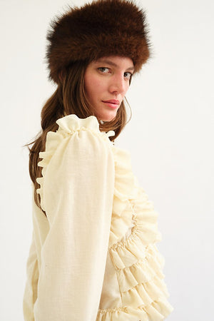 Martineta Ruffle Blouse, Cream