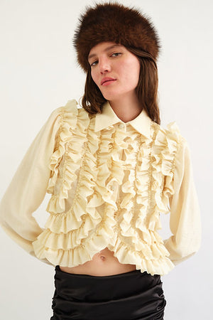 Martineta Ruffle Blouse, Cream