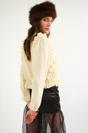 Martineta Ruffle Blouse, Cream