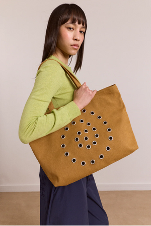 Rainey Swirl Eyelet Tote Bag, Toffee