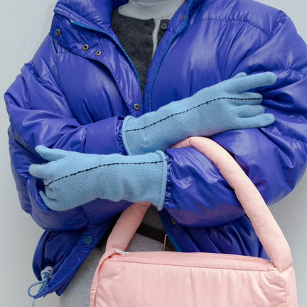 Short Stitch Gloves, Blue