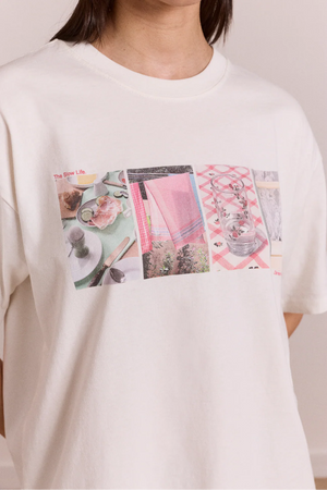 Slow Life Crossword Graphic Tee, Ecru