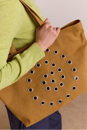 Rainey Swirl Eyelet Tote Bag, Toffee