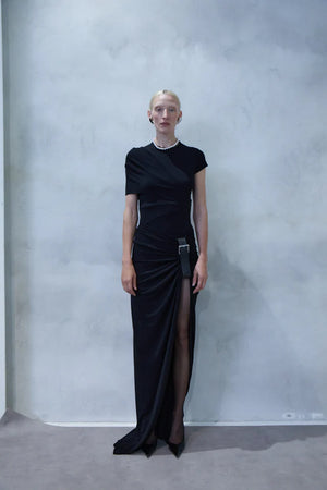 Floor Length Gathered Belt Skirt