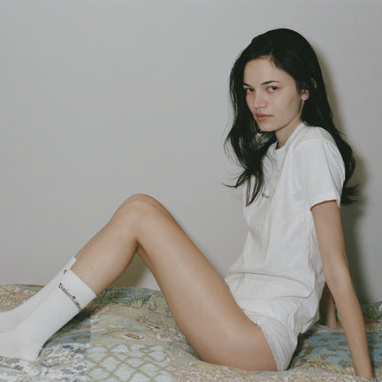 Sport Socks, White with Black Logo 3 Pack