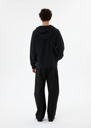 Curved Zip Banding Pants, Black