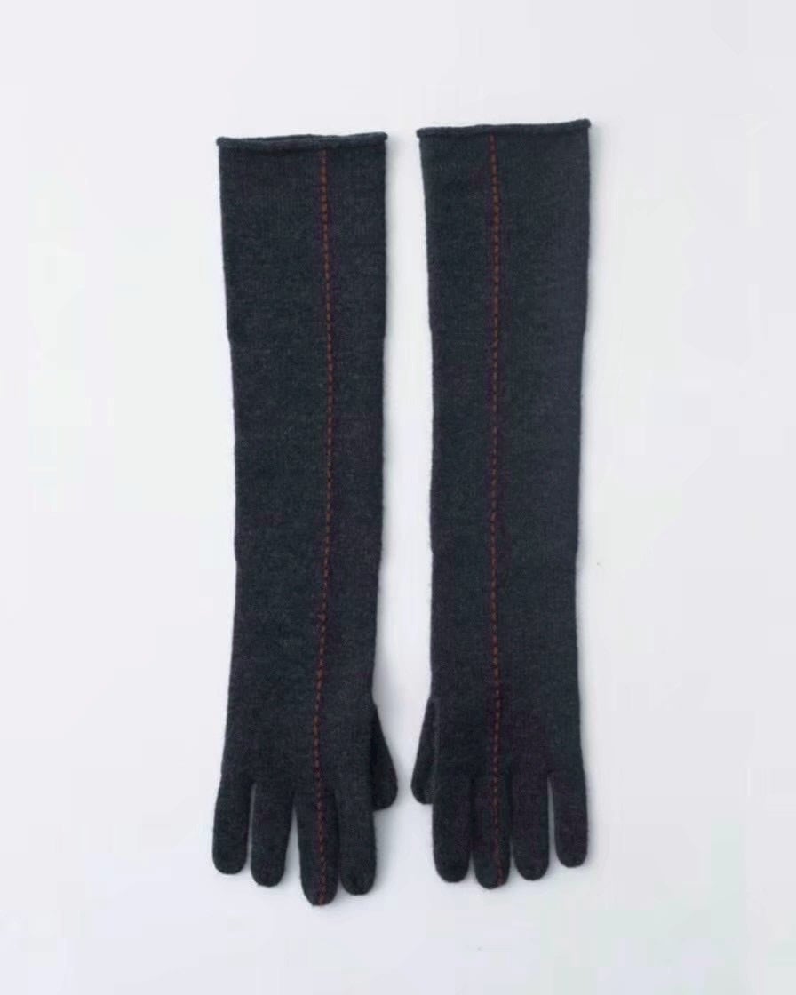 Long Stitch Gloves, Charcoal