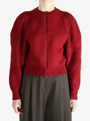 Cut Out Rounded Cardigan, Red