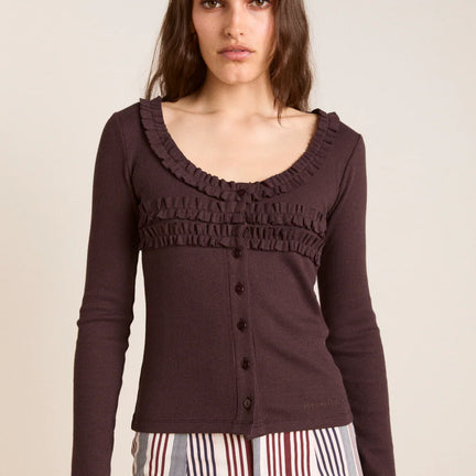 Varsha Frilly Cardigan, Brown