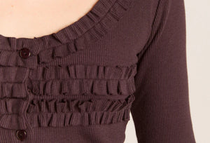 Varsha Frilly Cardigan, Brown