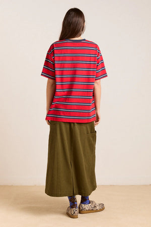 Ariel Shrunken Boyfriend Tee, Red/Navy