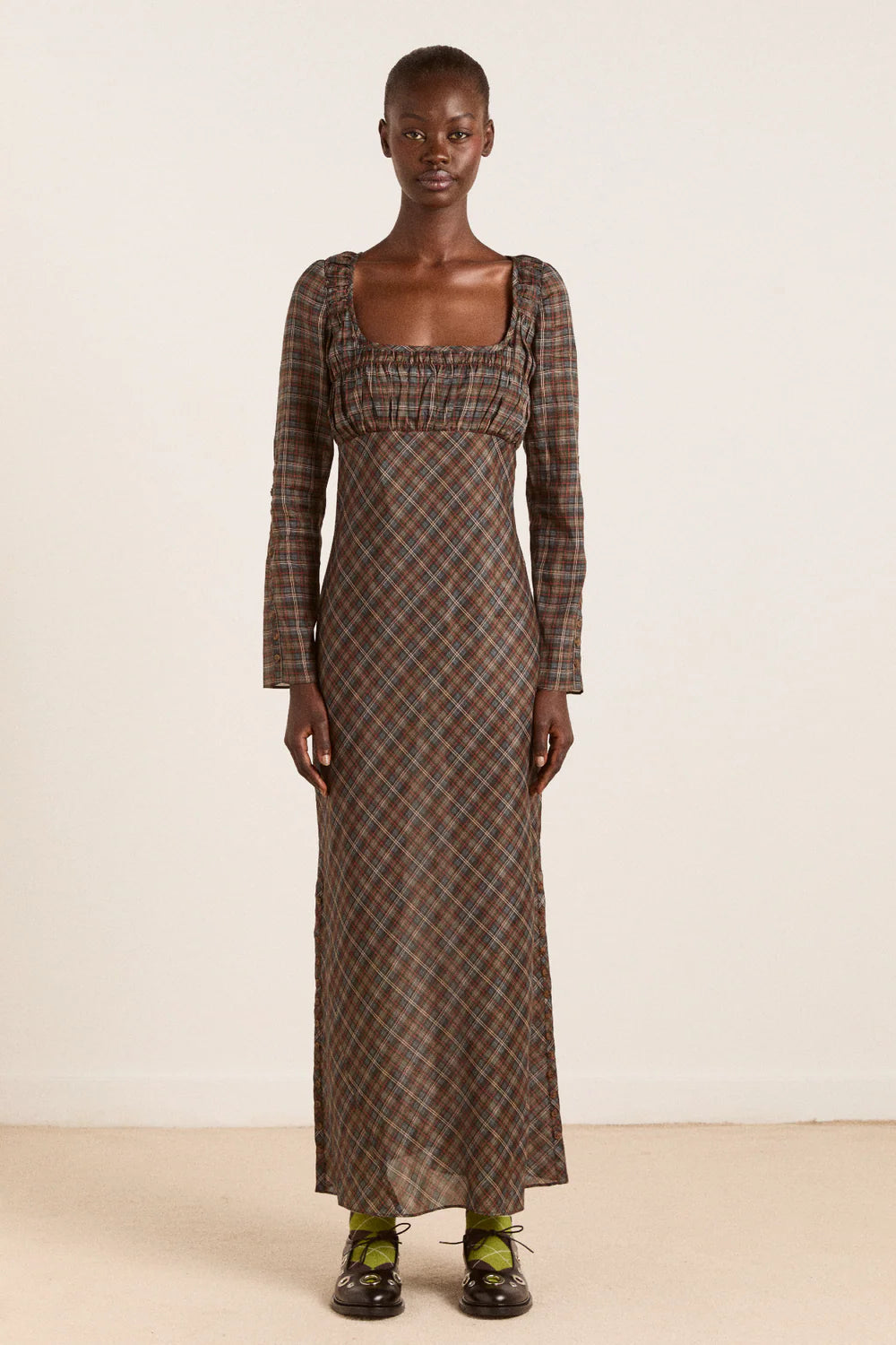 Marissa Sheer Midi Dress, Multi Check