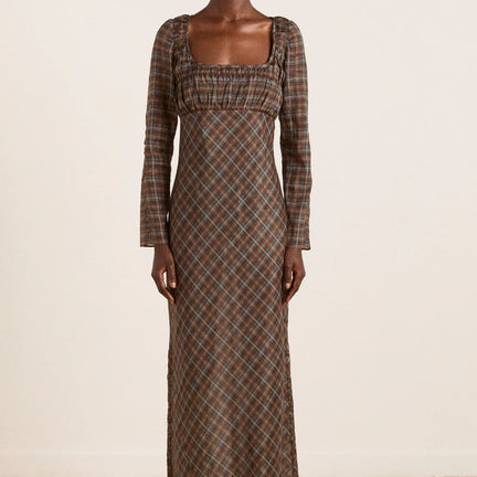 Marissa Sheer Midi Dress, Multi Check